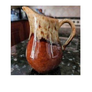Vintage Hull Pottery Brown Drip Glazed Stoneware Pitcher